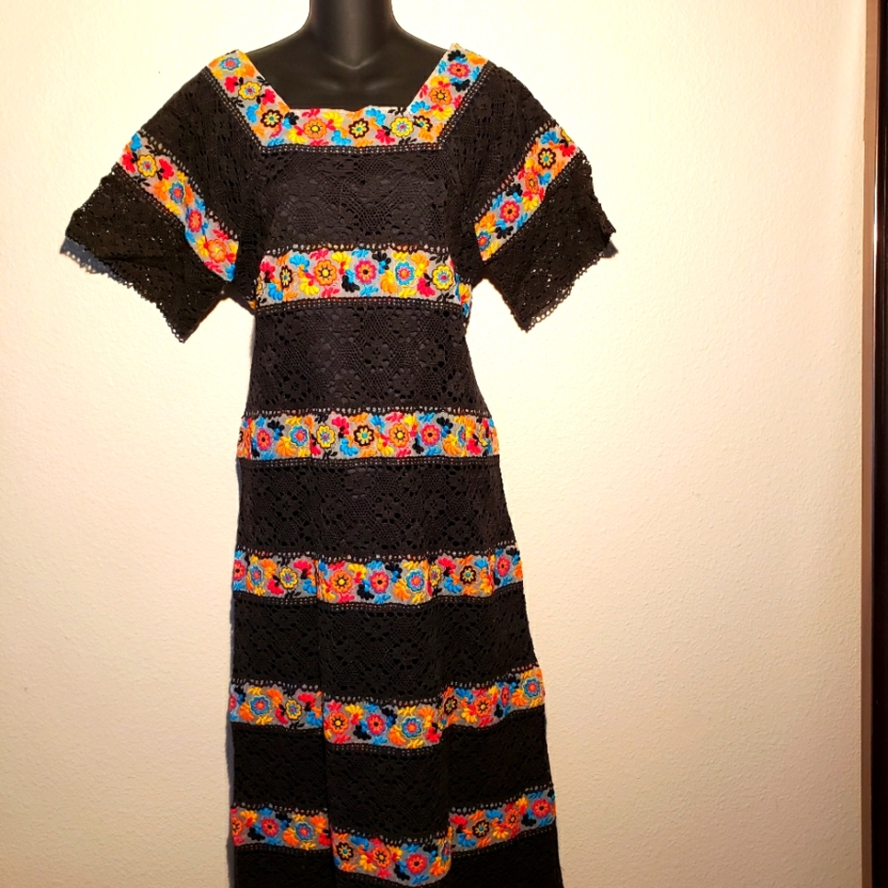 Beautiful vintage patio hostess maxi dress small size xs